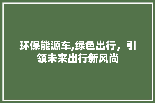 环保能源车,绿色出行，引领未来出行新风尚