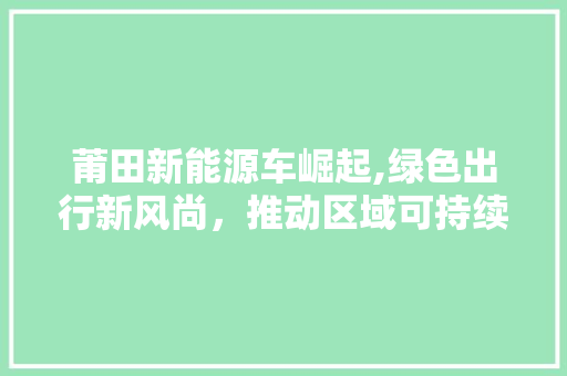 莆田新能源车崛起,绿色出行新风尚，推动区域可持续发展