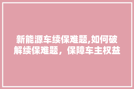 新能源车续保难题,如何破解续保难题，保障车主权益