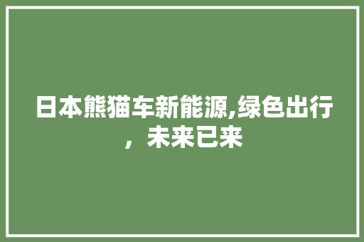 日本熊猫车新能源,绿色出行，未来已来