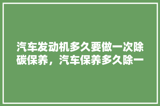 汽车发动机多久要做一次除碳保养，汽车保养多久除一次积炭比较好。