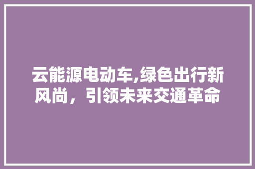 云能源电动车,绿色出行新风尚，引领未来交通革命 摩托车配件