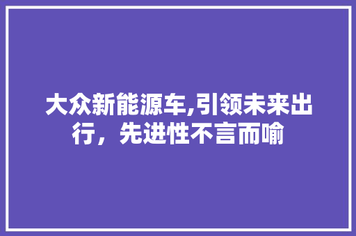 大众新能源车,引领未来出行，先进性不言而喻