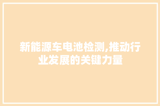 新能源车电池检测,推动行业发展的关键力量 新能源