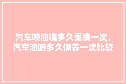 汽车喷油嘴多久更换一次，汽车油喷多久保养一次比较好。