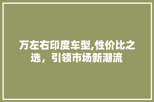 万左右印度车型,性价比之选,引领市场新潮流 汽车百科 万左右印度车型,性价比之选,引领市场新潮流 第1张 万左右印度车型,性价比之选,引领市场新潮流 汽车百科