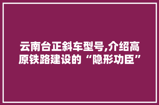 云南台正斜车型号,介绍高原铁路建设的“隐形功臣”