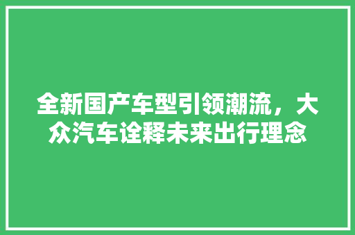 全新国产车型引领潮流，大众汽车诠释未来出行理念  第1张 全新国产车型引领潮流，大众汽车诠释未来出行理念 二手车