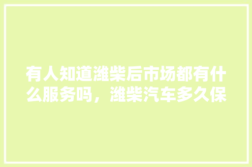 有人知道潍柴后市场都有什么服务吗，潍柴汽车多久保养一次好呢。  第1张 有人知道潍柴后市场都有什么服务吗，潍柴汽车多久保养一次好呢。 汽车维修