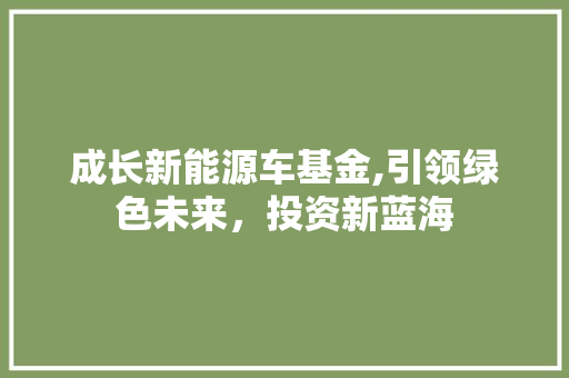 成长新能源车基金,引领绿色未来，投资新蓝海