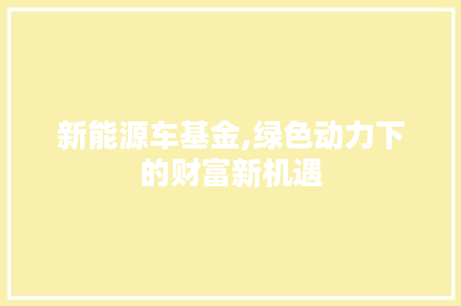 新能源车基金,绿色动力下的财富新机遇