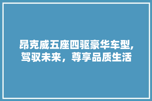 昂克威五座四驱豪华车型,驾驭未来，尊享品质生活