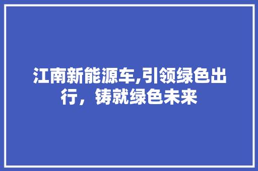 江南新能源车,引领绿色出行，铸就绿色未来