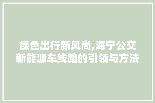 绿色出行新风尚,海宁公交新能源车线路的引领与方法