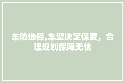 车险选择,车型决定保费，合理规划保障无忧  第1张 车险选择,车型决定保费，合理规划保障无忧 汽车维修