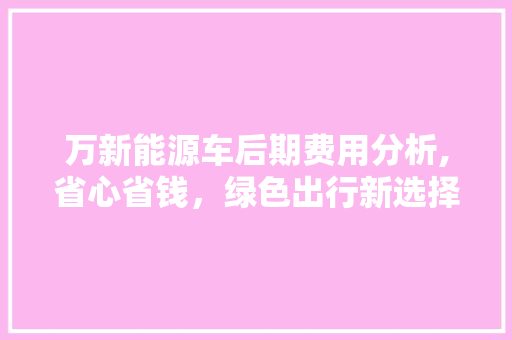 万新能源车后期费用分析,省心省钱，绿色出行新选择