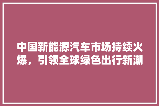 中国新能源汽车市场持续火爆，引领全球绿色出行新潮流