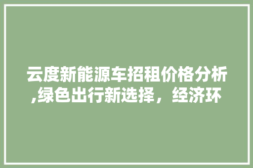 云度新能源车招租价格分析,绿色出行新选择，经济环保双赢