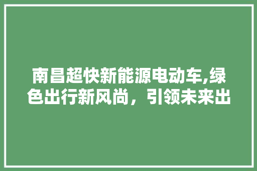 南昌超快新能源电动车,绿色出行新风尚，引领未来出行潮流