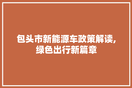 包头市新能源车政策解读,绿色出行新篇章