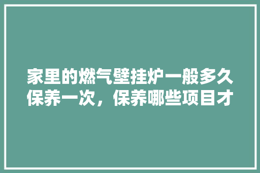 家里的燃气壁挂炉一般多久保养一次，保养哪些项目才能延长使用寿命，小汽车最迟多久保养一次比较好。  第1张 家里的燃气壁挂炉一般多久保养一次，保养哪些项目才能延长使用寿命，小汽车最迟多久保养一次比较好。 汽车维修