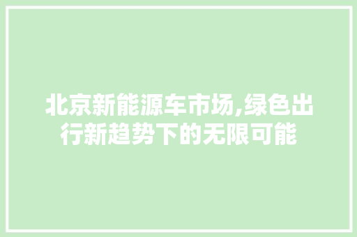 北京新能源车市场,绿色出行新趋势下的无限可能