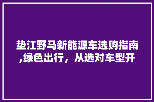 垫江野马新能源车选购指南,绿色出行，从选对车型开始