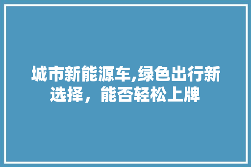 城市新能源车,绿色出行新选择,能否轻松上牌