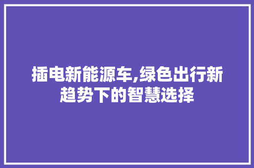 插电新能源车,绿色出行新趋势下的智慧选择