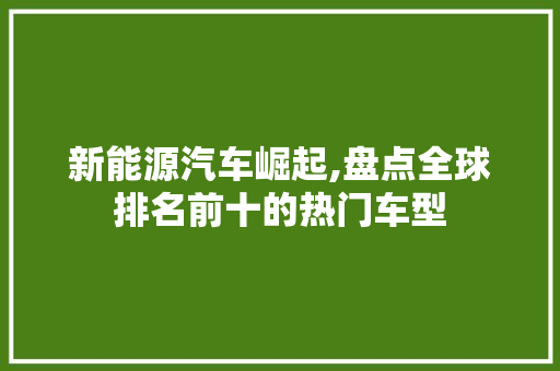 新能源汽车崛起,盘点全球排名前十的热门车型