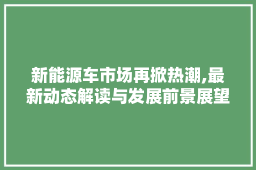 新能源车市场再掀热潮,最新动态解读与发展前景展望