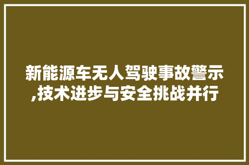 新能源车无人驾驶事故警示,技术进步与安全挑战并行