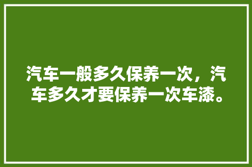 汽车一般多久保养一次，汽车多久才要保养一次车漆。  第1张 汽车一般多久保养一次，汽车多久才要保养一次车漆。 二手车