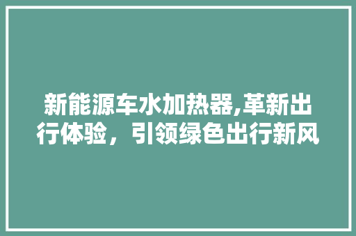 新能源车水加热器,革新出行体验，引领绿色出行新风尚