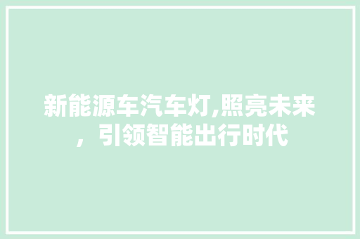 新能源车汽车灯,照亮未来，引领智能出行时代