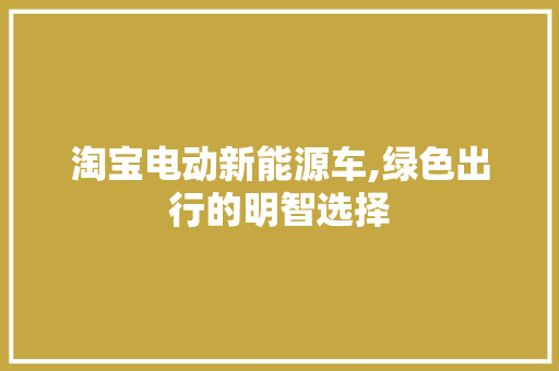 淘宝电动新能源车,绿色出行的明智选择