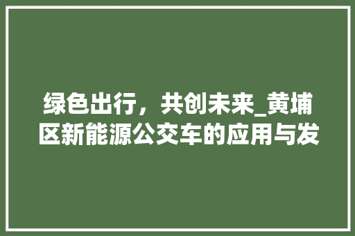 绿色出行，共创未来_黄埔区新能源公交车的应用与发展