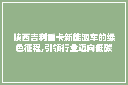 陕西吉利重卡新能源车的绿色征程,引领行业迈向低碳未来