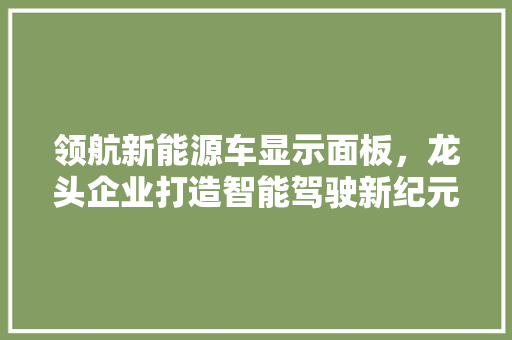 领航新能源车显示面板，龙头企业打造智能驾驶新纪元