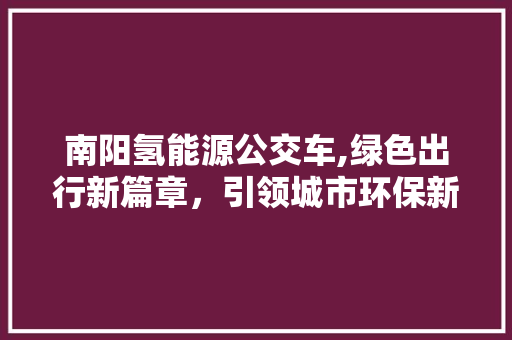 南阳氢能源公交车,绿色出行新篇章，引领城市环保新潮流