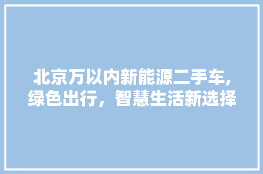 北京万以内新能源二手车,绿色出行，智慧生活新选择
