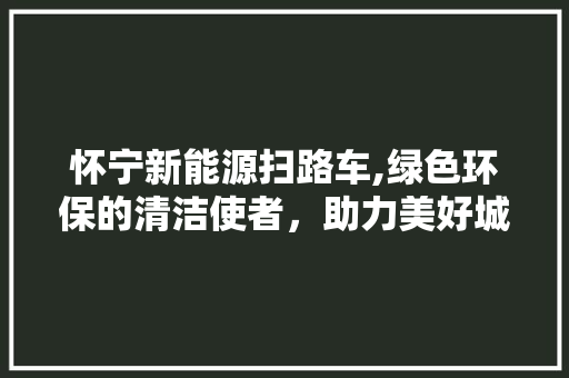 怀宁新能源扫路车,绿色环保的清洁使者，助力美好城市未来