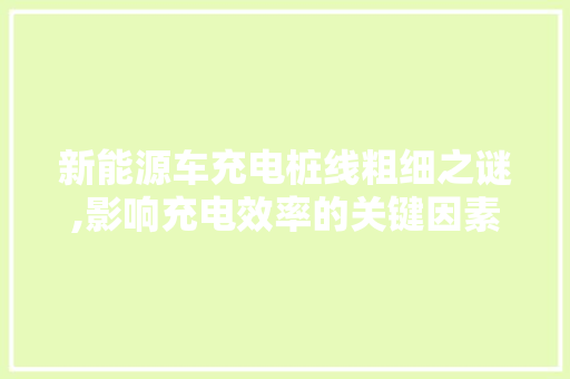 新能源车充电桩线粗细之谜,影响充电效率的关键因素