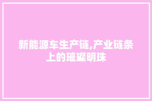 新能源车生产链,产业链条上的璀璨明珠