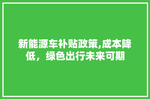 新能源车补贴政策,成本降低，绿色出行未来可期 新能源配件