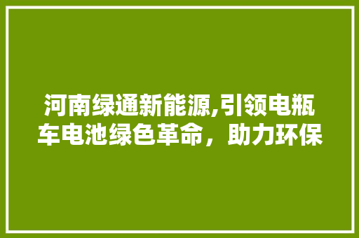 河南绿通新能源,引领电瓶车电池绿色革命，助力环保出行