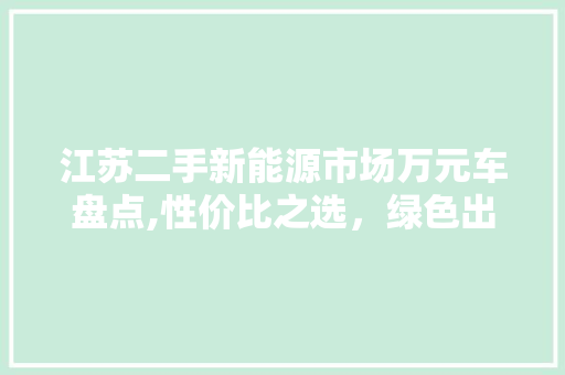 江苏二手新能源市场万元车盘点,性价比之选，绿色出行新风尚