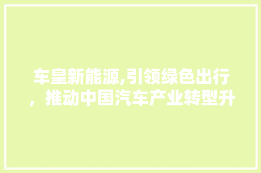 车皇新能源,引领绿色出行，推动中国汽车产业转型升级