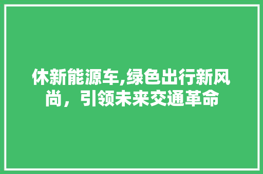 休新能源车,绿色出行新风尚，引领未来交通革命