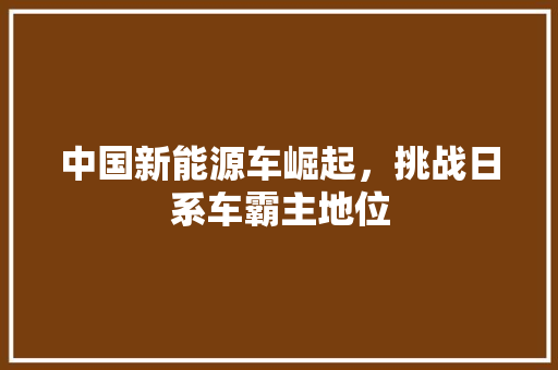 中国新能源车崛起，挑战日系车霸主地位